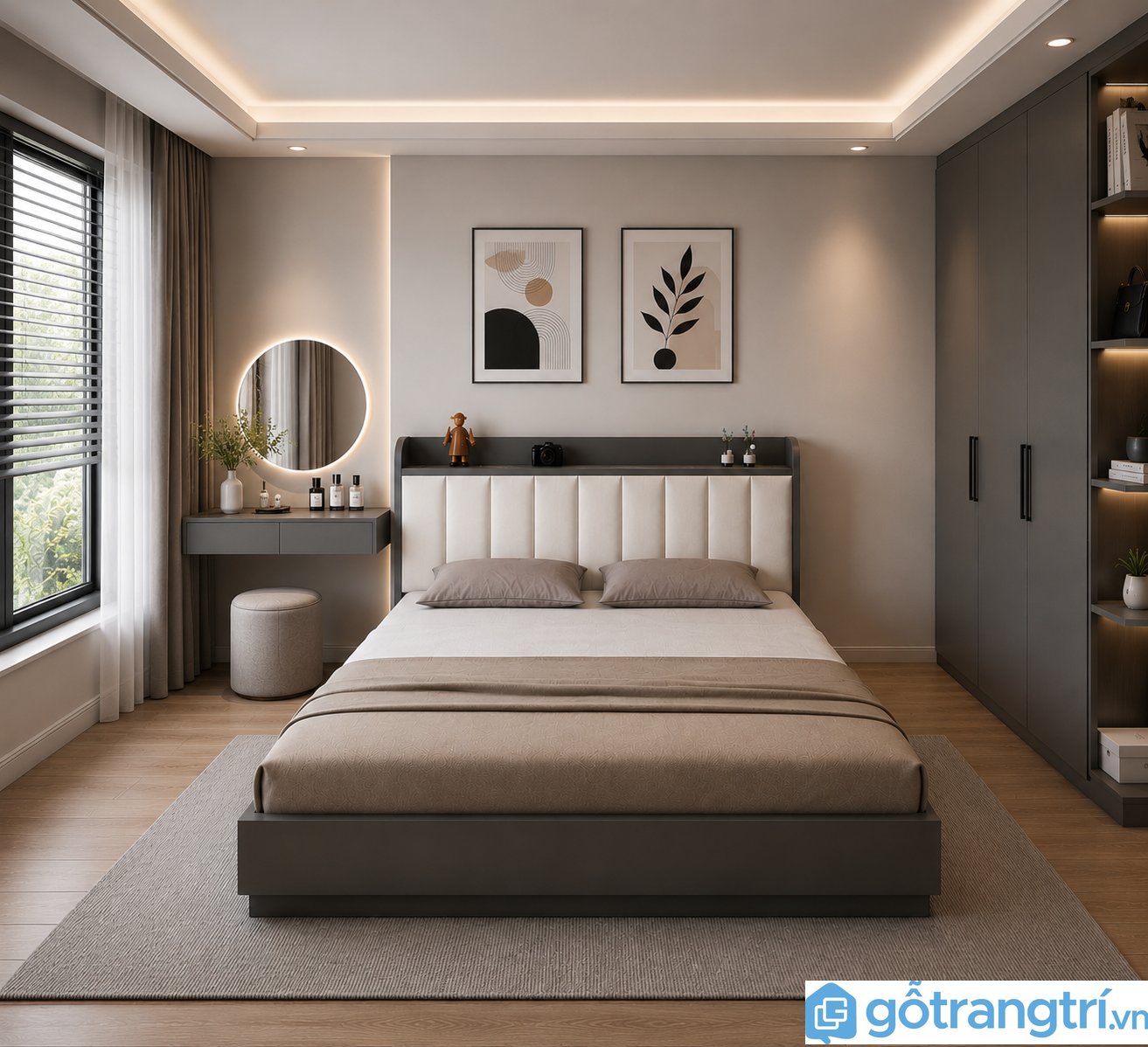 Giường ngủ hiện đại bằng gỗ công nghiệp cao cấp GHS-9217