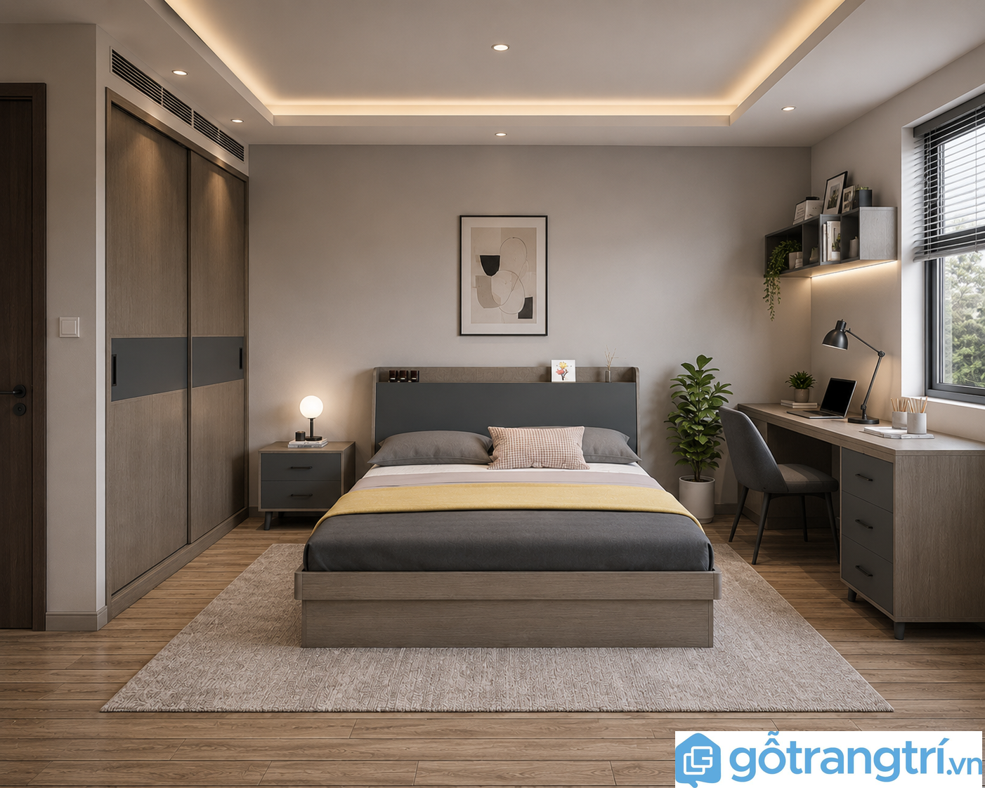 Giường ngủ gỗ MDF thiết kế sang trọng hiện đại GHS-9218