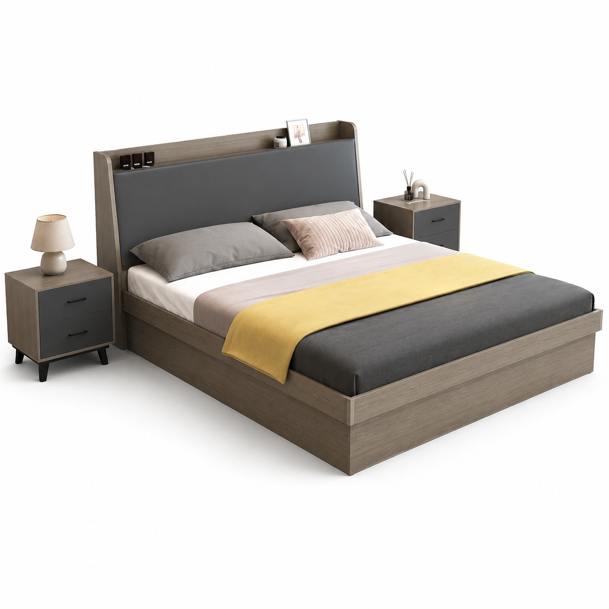 Giường ngủ gỗ MDF thiết kế sang trọng hiện đại GHS-9218