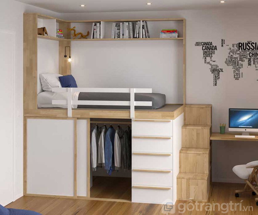 giường tầng kết hợp tủ quần áo cho người lớn