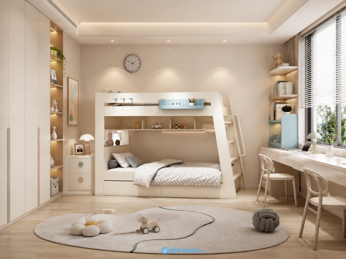 Giường tầng gỗ thiết kế đơn giản, đẹp mắt cho bé GHS-9249