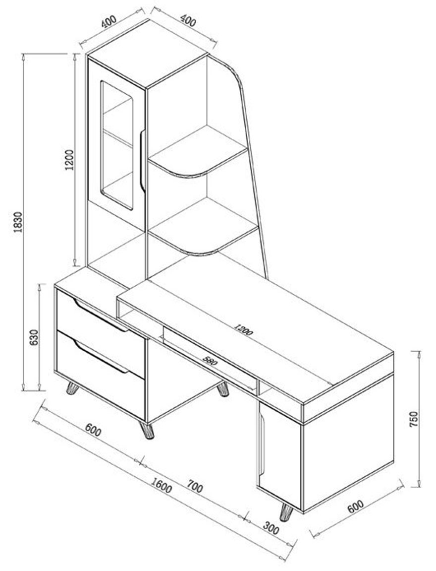Bàn làm việc thông minh kết hợp giá sách GHS-41421