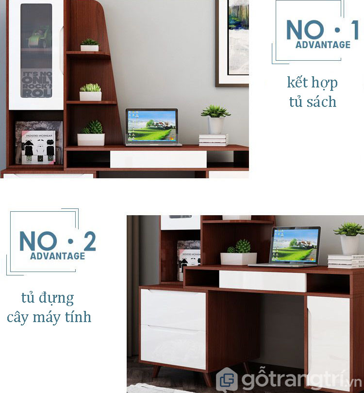 Bàn làm việc thông minh kết hợp giá sách GHS-41421