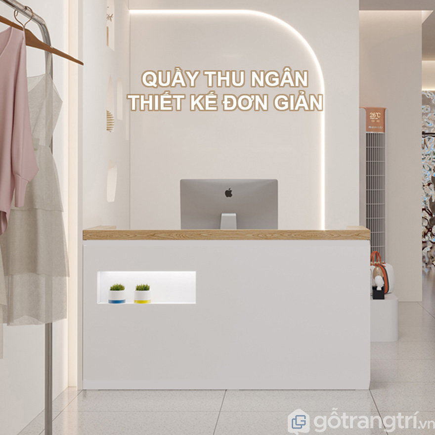 Quầy thu ngân đơn giản bằng gỗ công nghiệp GHS-41671