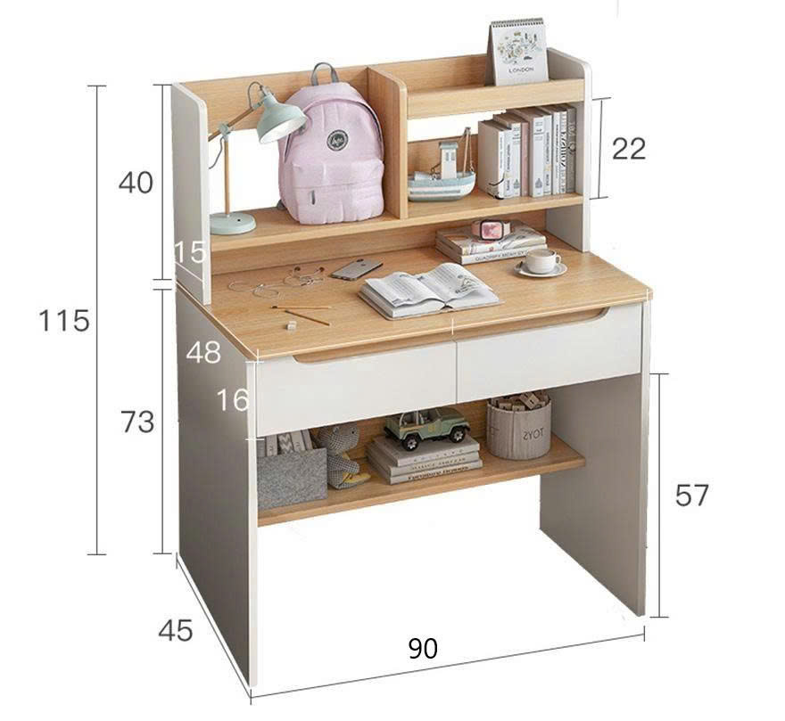 Bàn học 90cm gỗ công nghiệp liền giá GHS-41715