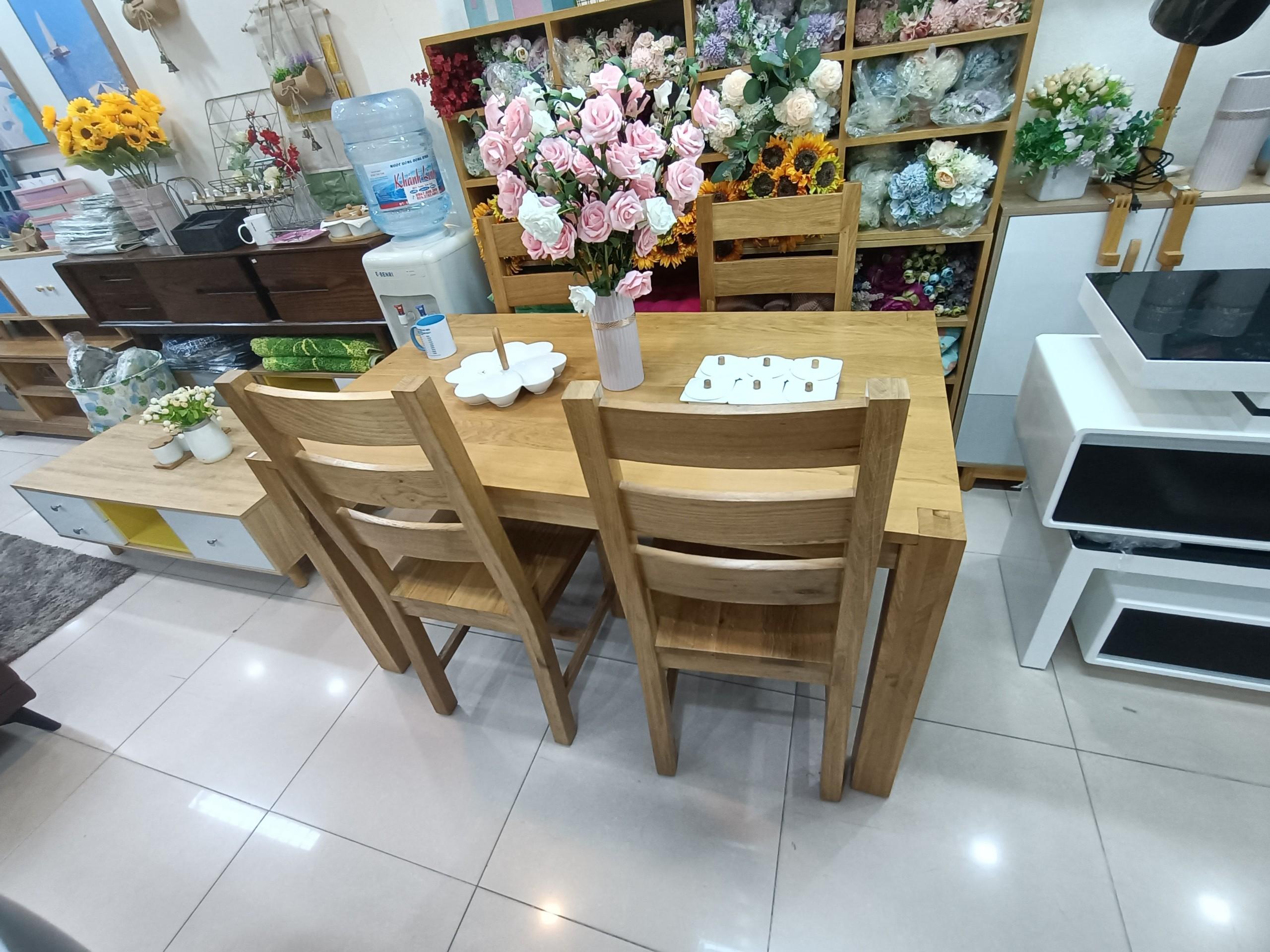 BÀN ĂN GỖ SỒI, BÀN ĂN GỖ TỰ NHIÊN GHC-481 (1 BÀN 4 GHẾ) &MDASH; GỖ TRANG TRÍ