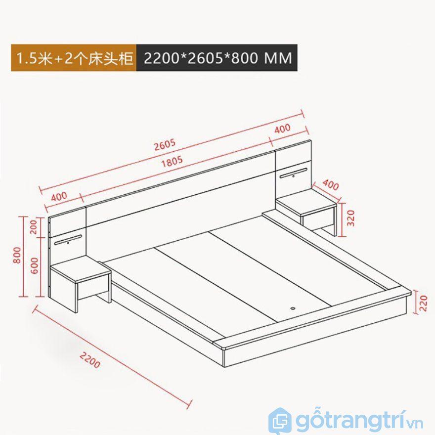 Giường ngủ gỗ hiện đại kèm tủ đầu giường GHY-506 | Gỗ Trang Trí