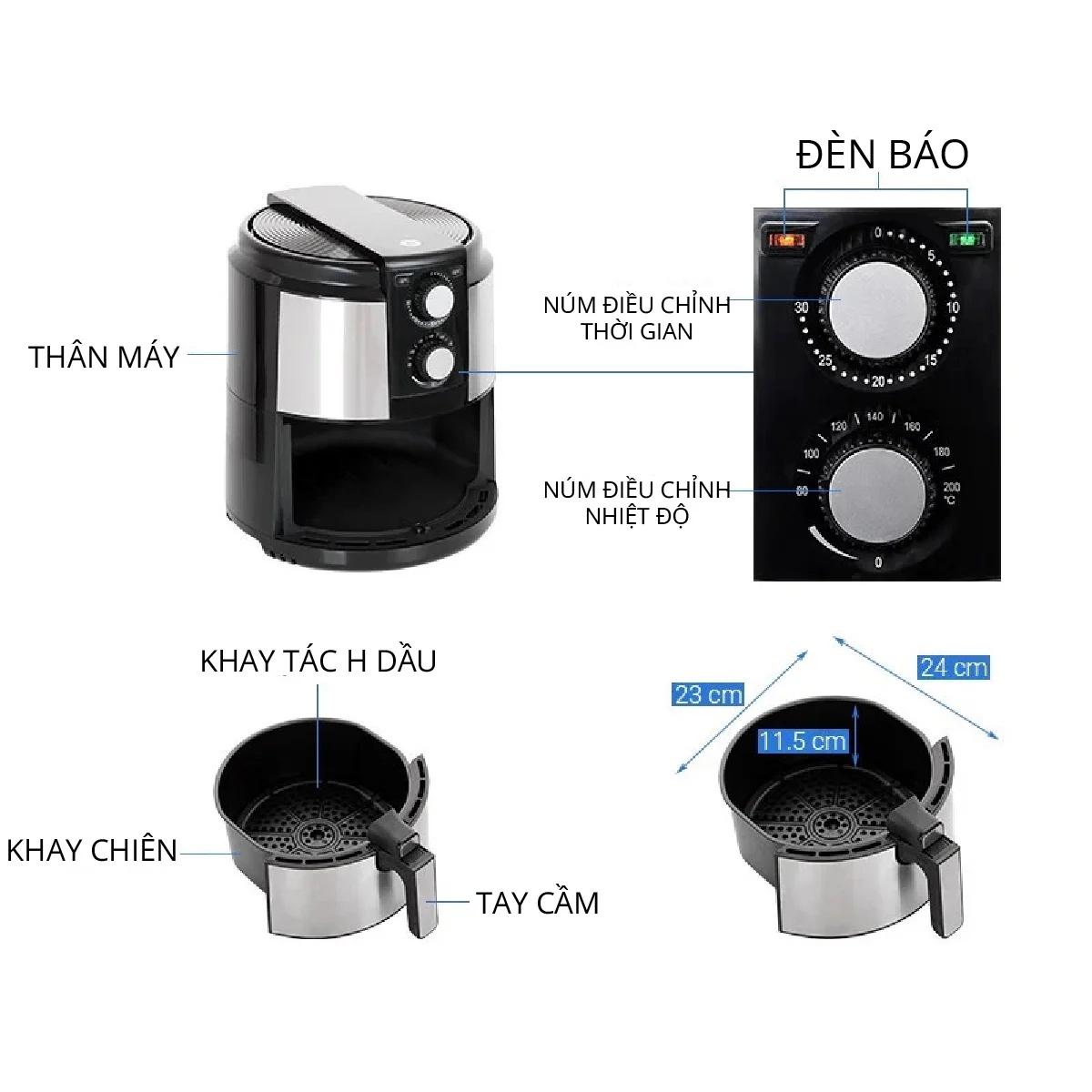 Nồi chiên điện 5L MISHIO MK220 &#8211; Chiên đều thực phẩm GHX-442