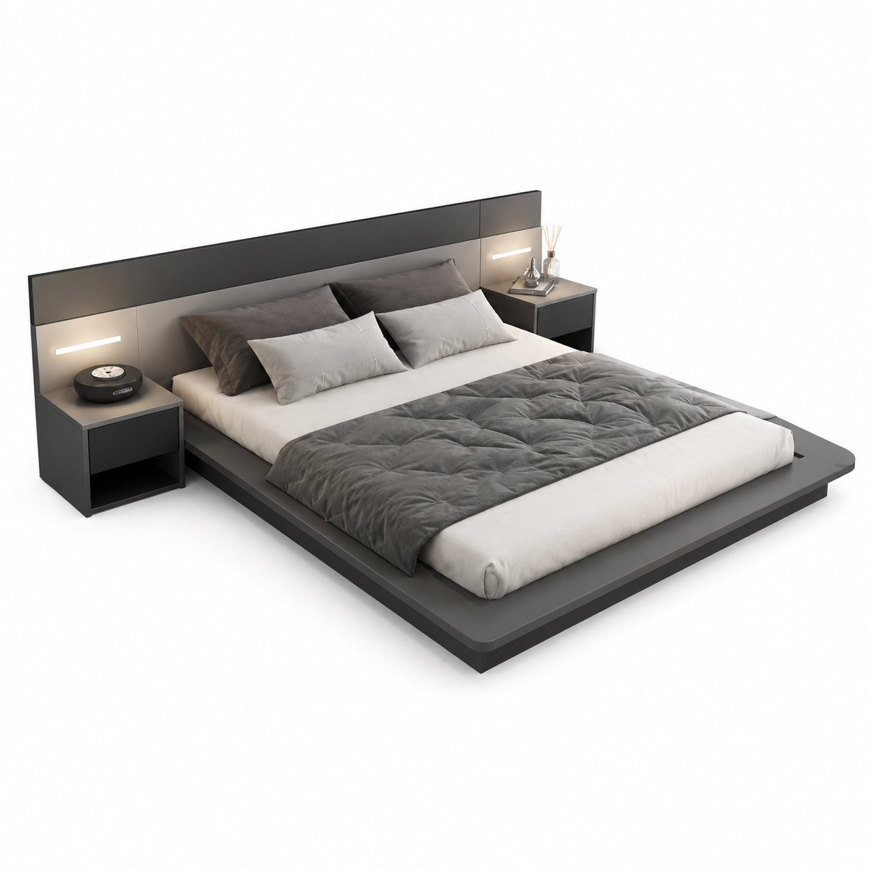 Giường ngủ gỗ hiện đại kèm tủ đầu giường GHY-506