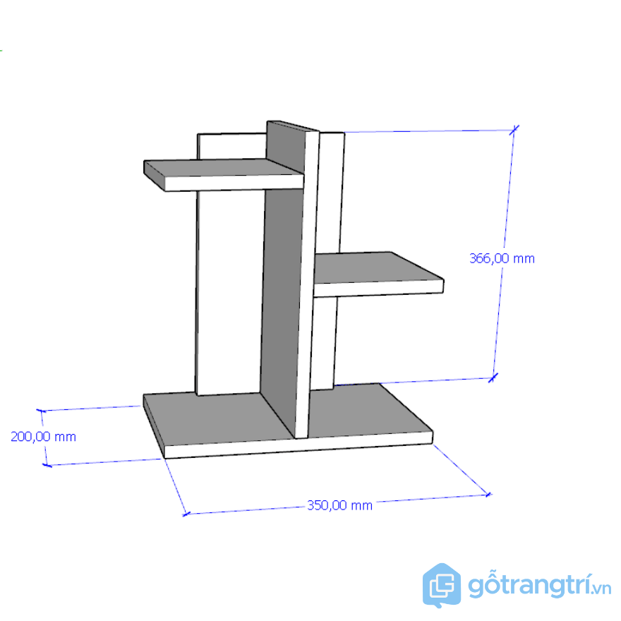 Kệ sách xương rồng GHY-613- kích thước