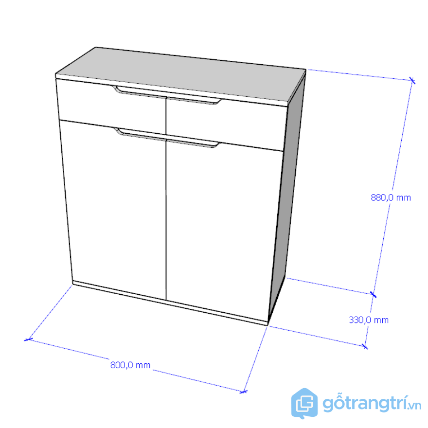 Kích thước tủ giày GHY-303