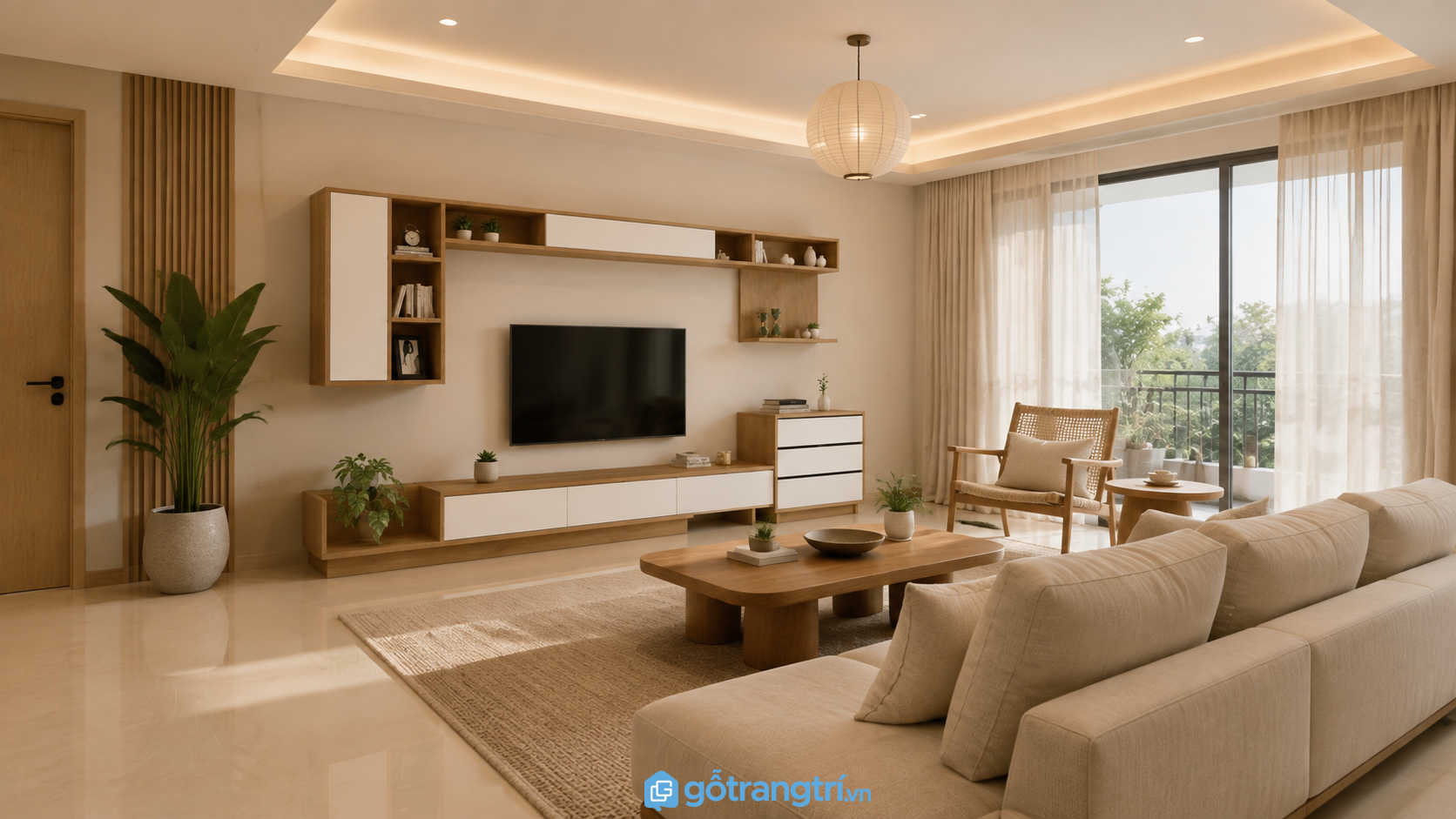 Mẫu tủ kệ tivi phòng khách Bắc Âu đơn giản GHS-52101