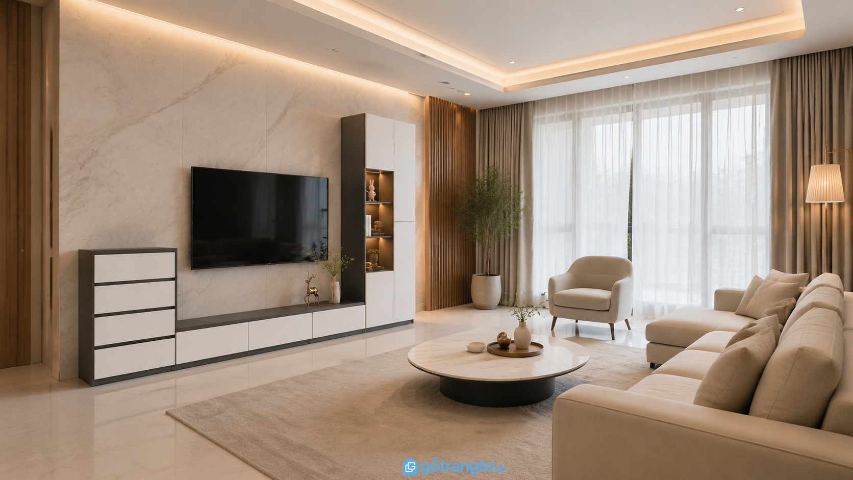 Tủ tivi phòng khách bằng gỗ MDF cao cấp GHS-52113