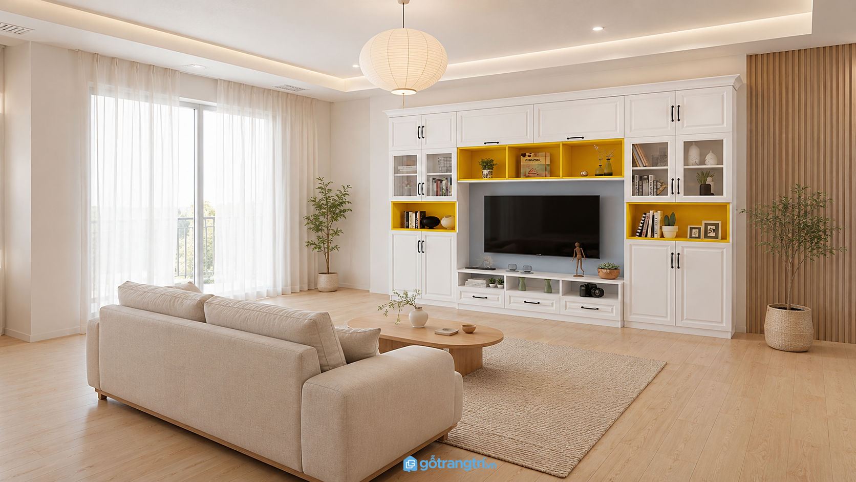 Tủ tivi lớn kèm tủ sách đa năng GHS-52097