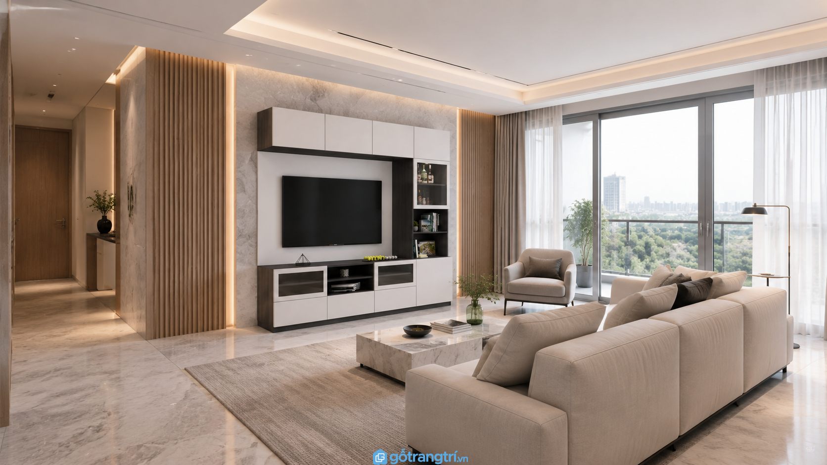 Tủ kệ ti vi cao cấp Bắc Âu hiện đại GHS-52122