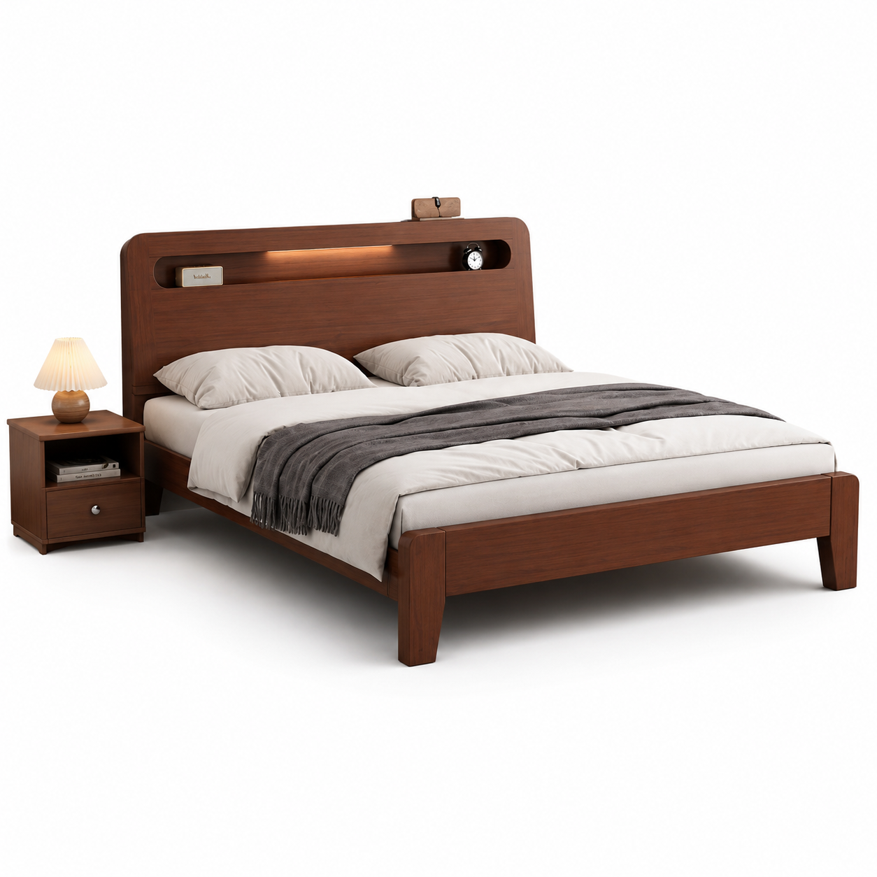 Giường gỗ tự nhiên hiện đại đơn giản GHS-9278