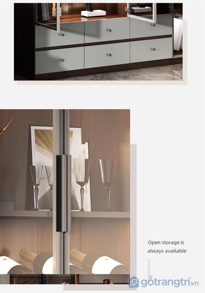 Tủ rượu kính cường lực đẹp sang trọng GHS-52007 - Gỗ Trang Trí