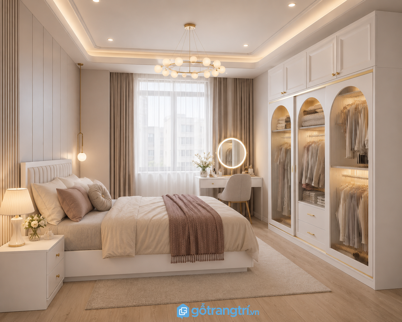 Tủ kính quần áo khung gỗ GHS-52139