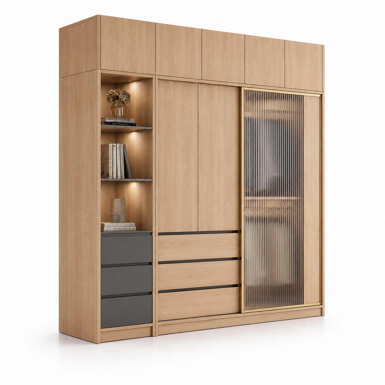 Tủ áo cánh kính cường lực sang trọng GHS-52137