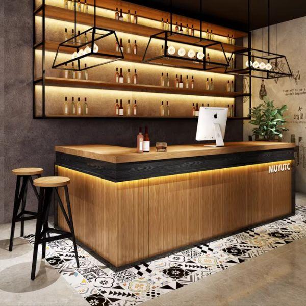 Mẫu quầy bar cafe đẹp gỗ MDF GHS-41960