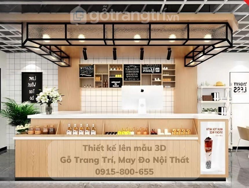 Quầy bàn bar dài chữ L gỗ MDF GHS-41964