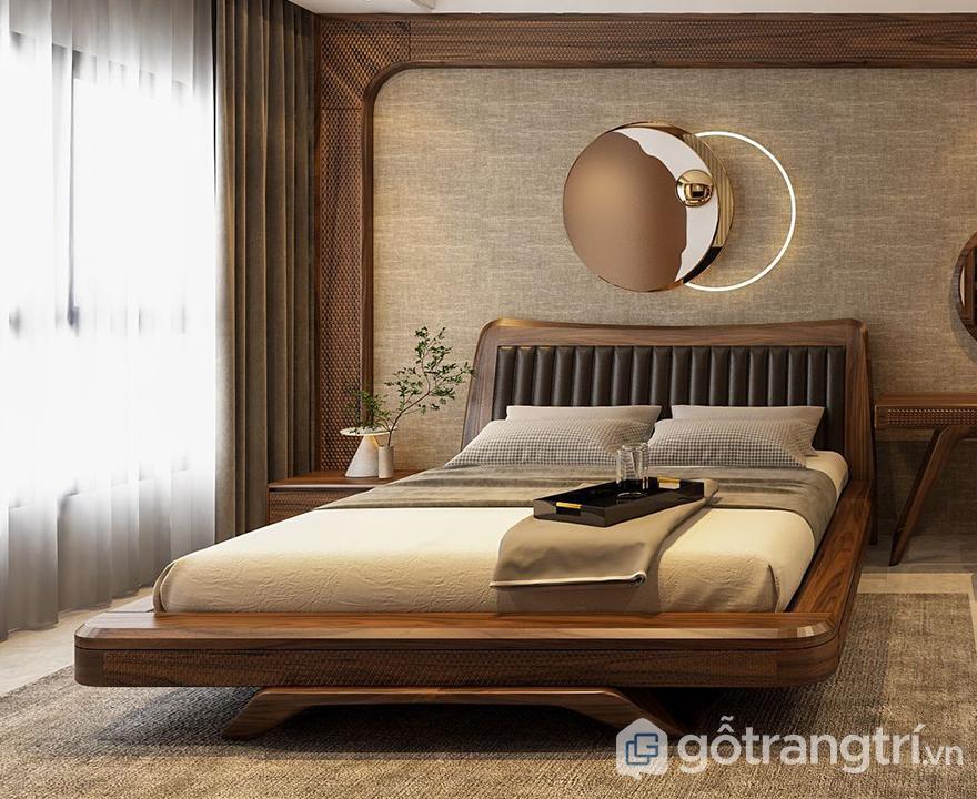 giường super king size gỗ óc chó