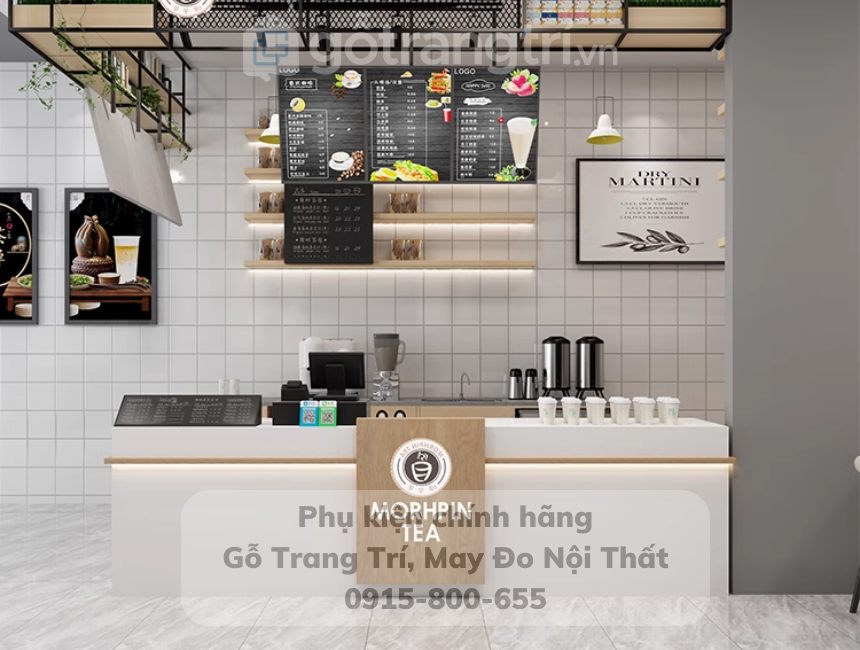 Mẫu quầy bar cafe gỗ đẹp hiện đại GHS-41956