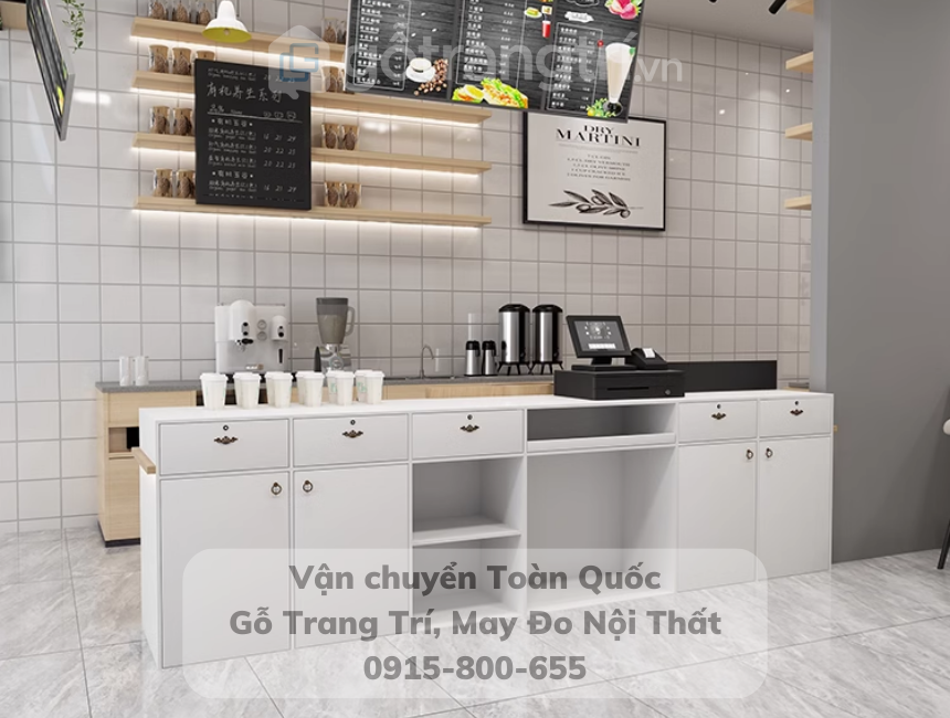 Mẫu quầy bar cafe gỗ đẹp hiện đại GHS-41956