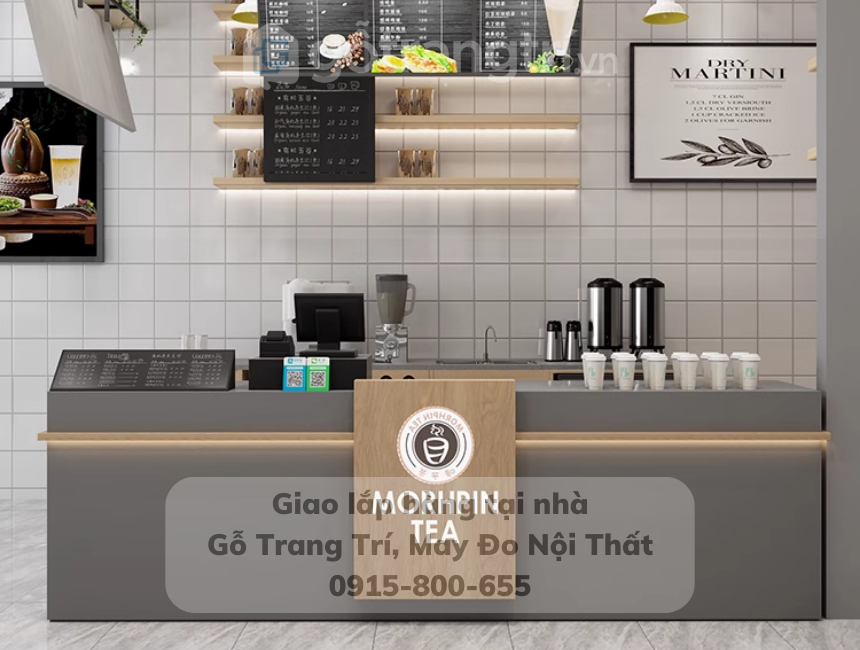 Mẫu quầy bar cafe gỗ đẹp hiện đại GHS-41956