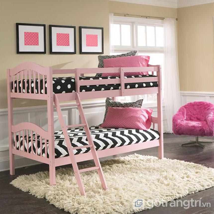 giường hai tầng màu hồng