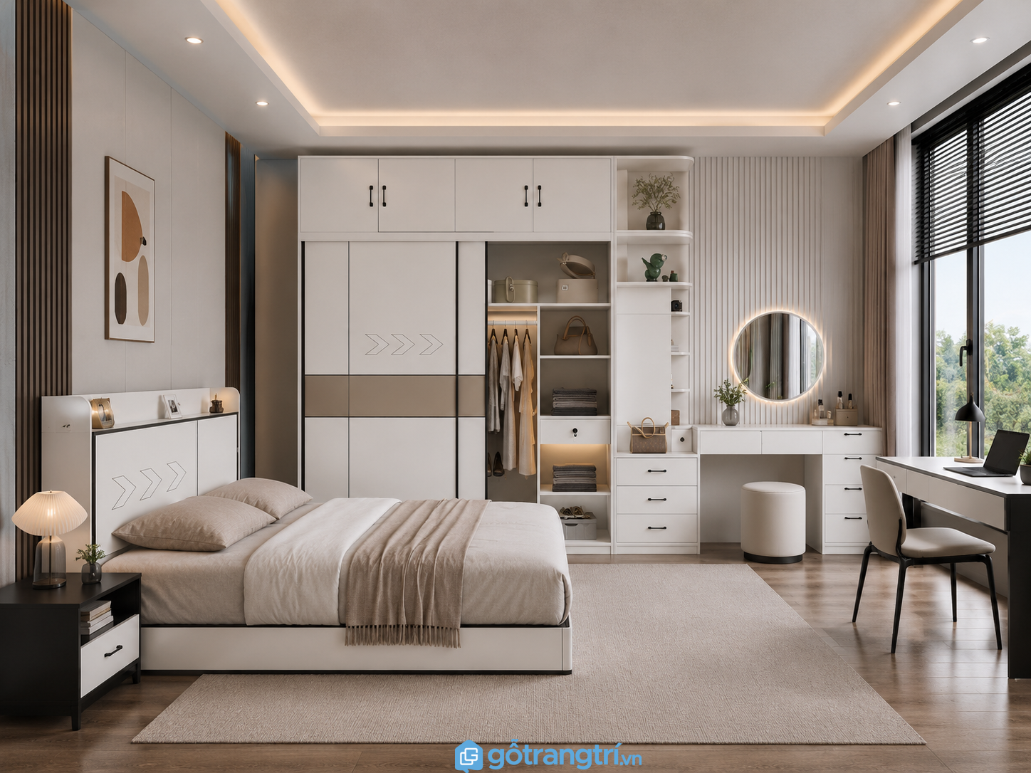Tủ quần áo cánh trượt phong cách hiện đại GHS-51675
