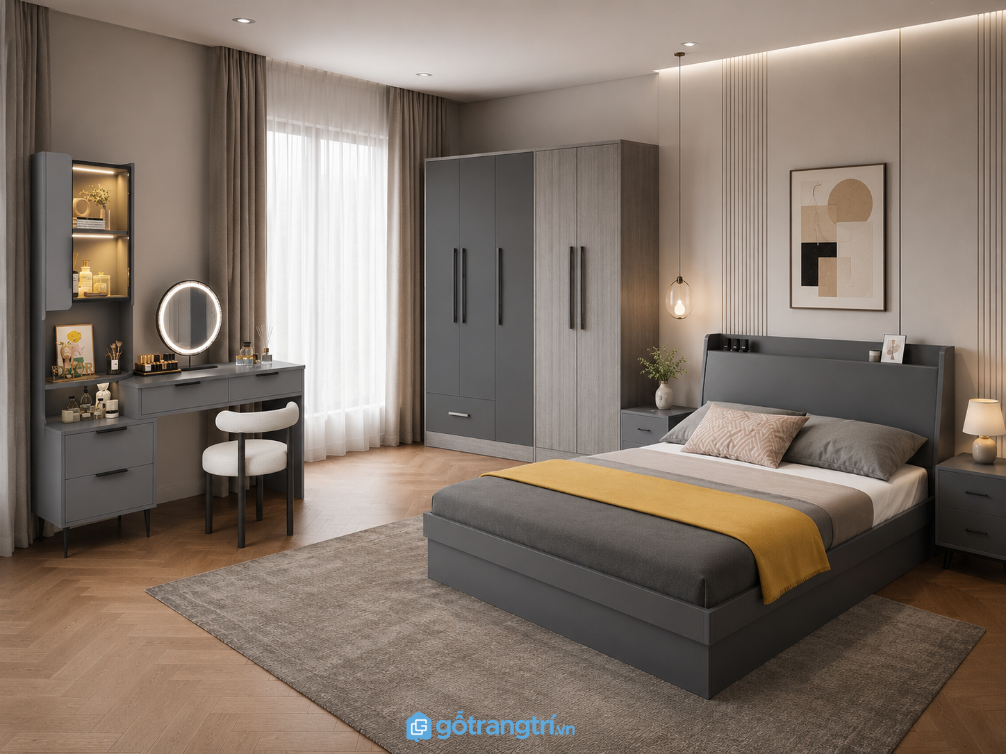 Tủ trang điểm có gương gỗ cao cấp GHS-42031