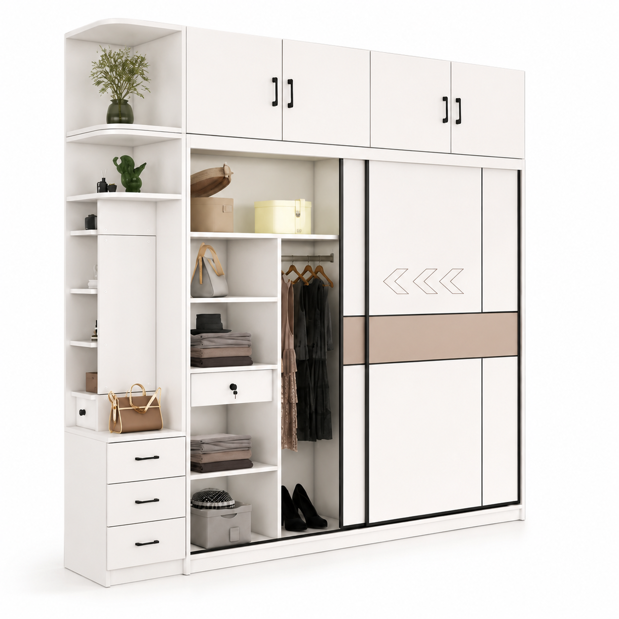 Tủ quần áo cánh trượt phong cách hiện đại GHS-51675