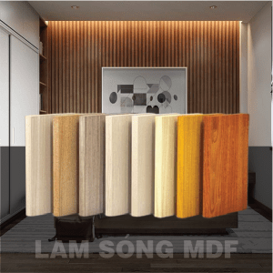 vách ốp tường phòng ngủ lam sóng MDF