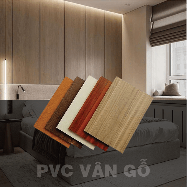 vách phòng ngủ pvc vân gỗ