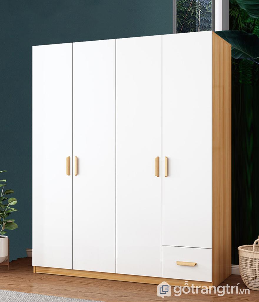 tủ quần áo mdf phủ melamine trắng