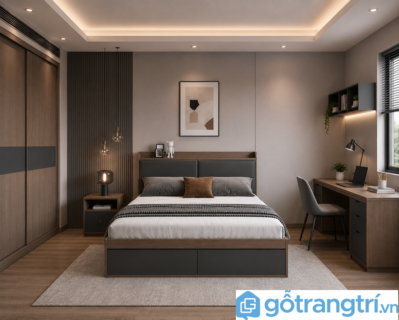 Giường gỗ công nghiệp phong cách hiện đại GHS-9237