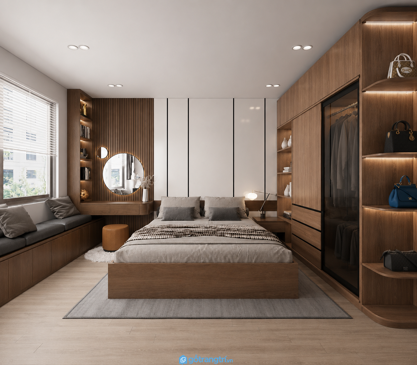 Tủ áo MDF thiết kế tinh tế, gọn gàng GHS-51908