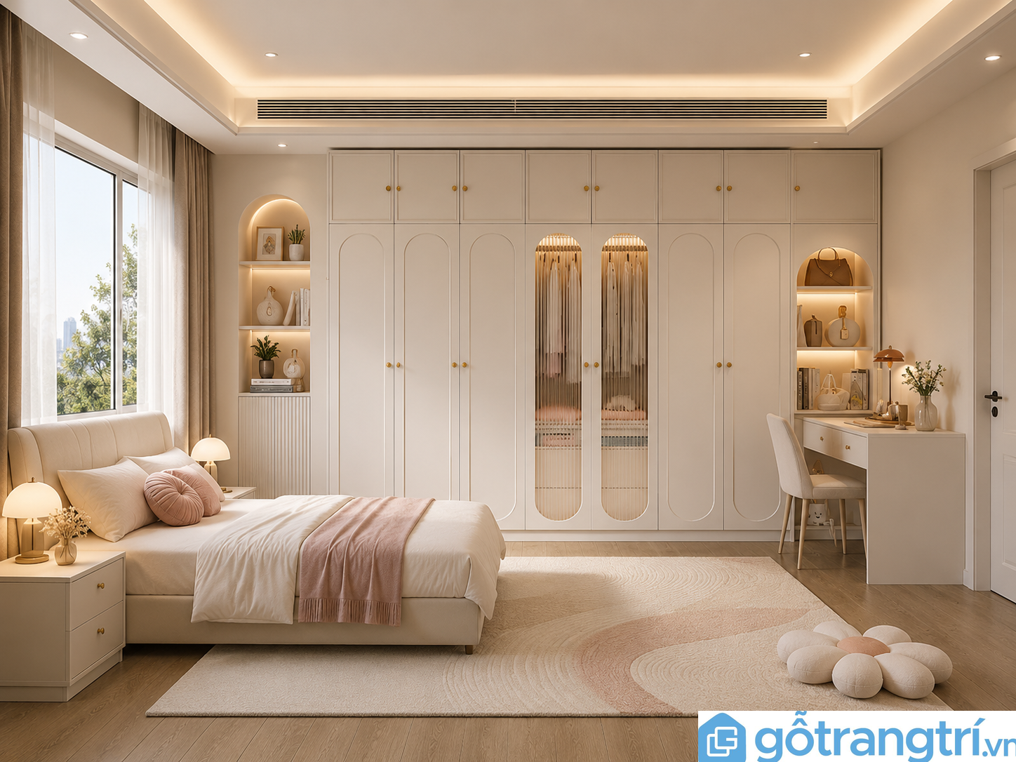 Tủ quần áo có kệ góc thiết kế tiện ích, sang trọng GHS-52187