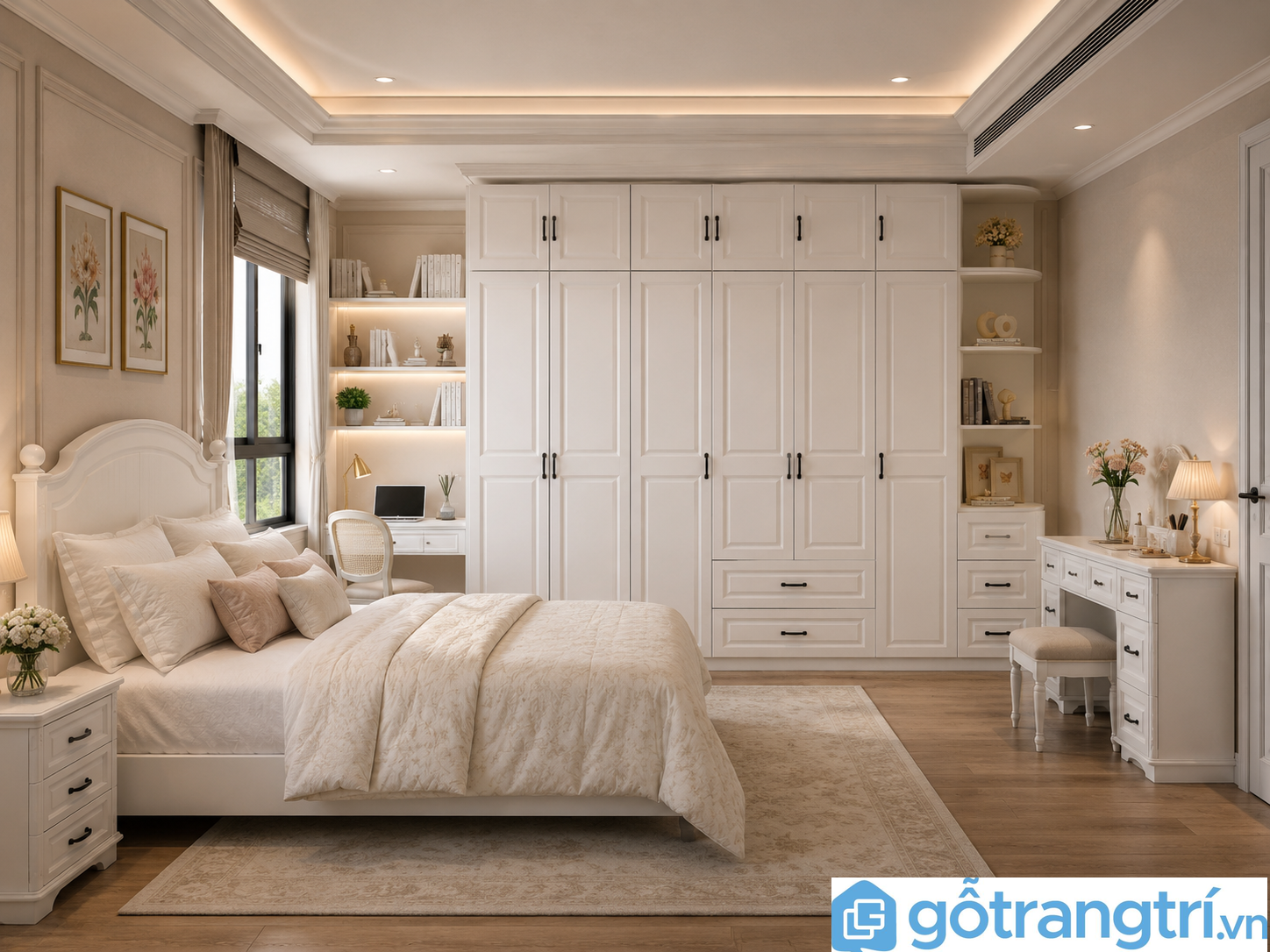 Mẫu tủ quần áo 4 cánh đẹp, sang trọng GHS-52186