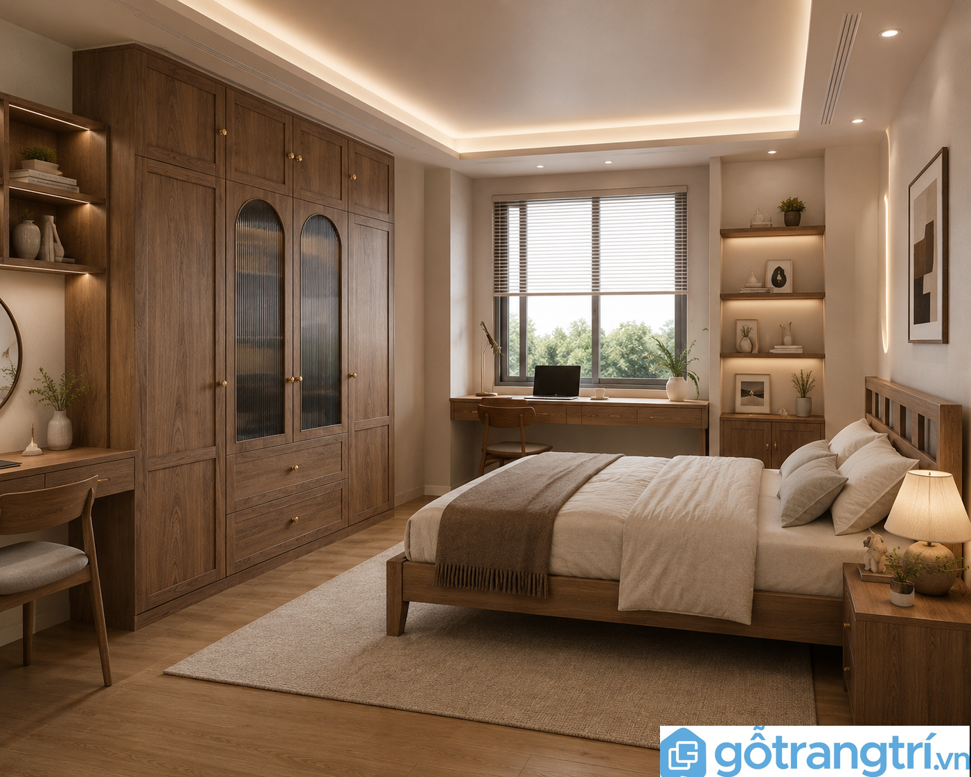 Tủ 4 cánh gỗ ép kiểu dáng sang trọng, hiện đại GHS-52371