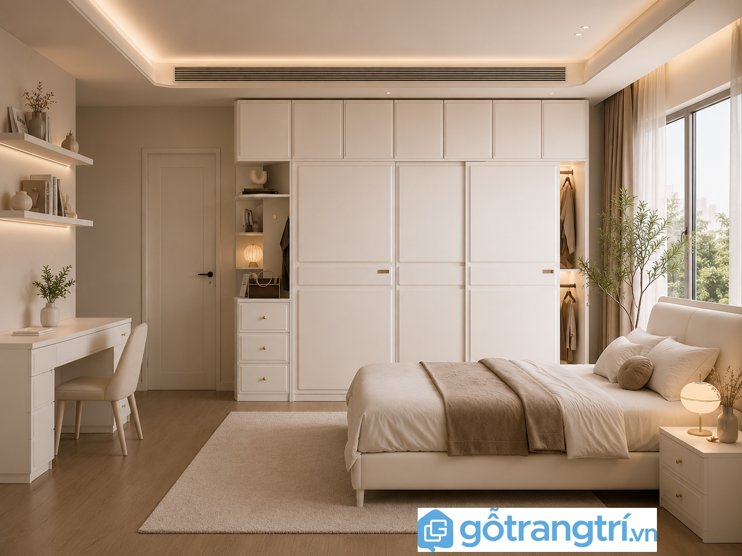 Tủ gỗ công nghiệp 2 cánh lùa kiểu dáng hiện đại GHS-52193