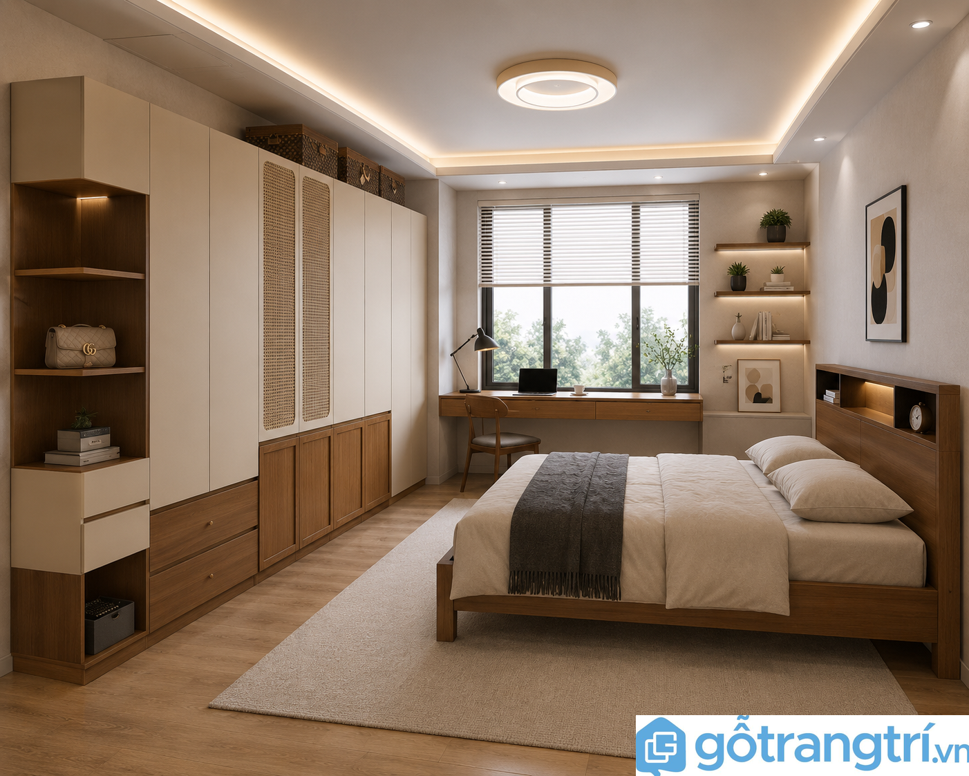 Tủ quần áo vintage đẹp, thiết kế hiện đại GHS-52372