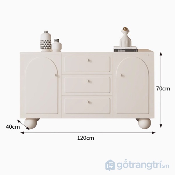 Kích thước tủ gỗ để đồ 2 cánh 3 ngăn kéo GHS-52507