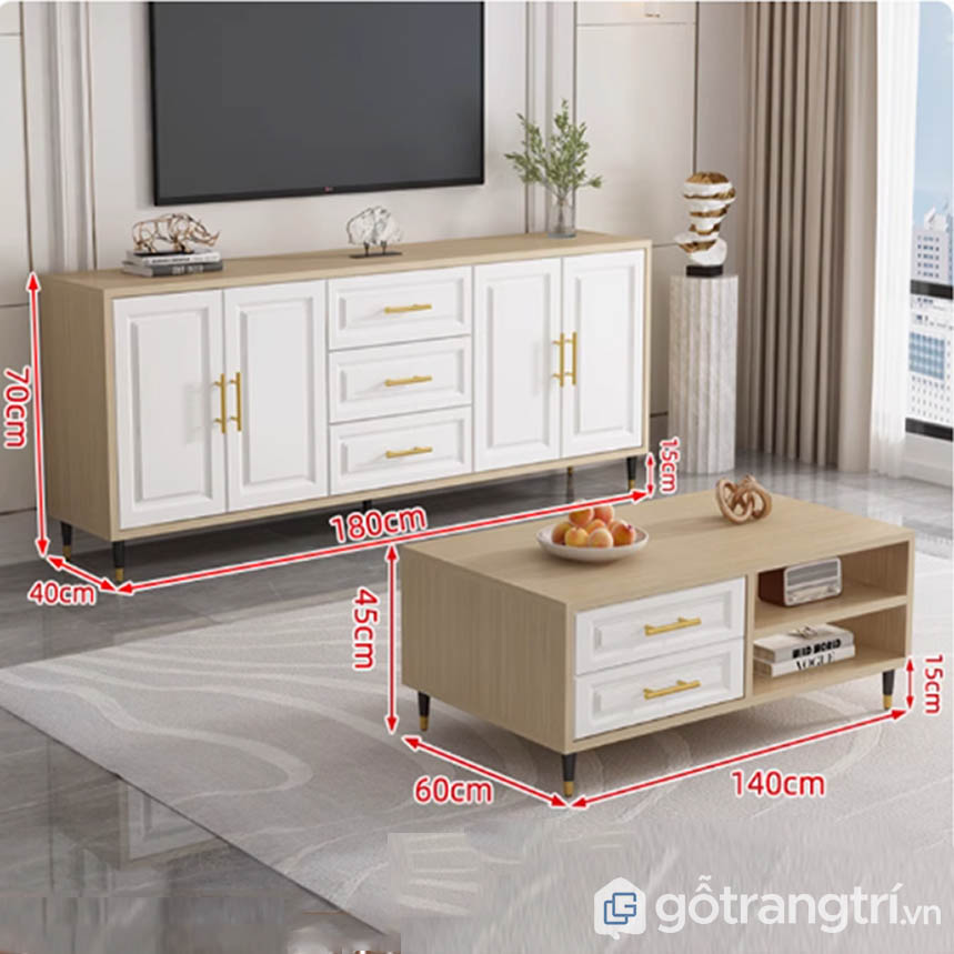 Tủ trang trí phòng khách gỗ công nghiệp MDF lõi xanh tùy chỉnh kích thước