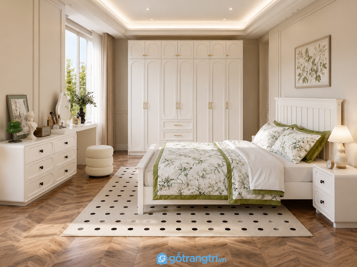 Bàn trang điểm liền tủ gỗ MDF lõi xanh cao cấp GHS-42091