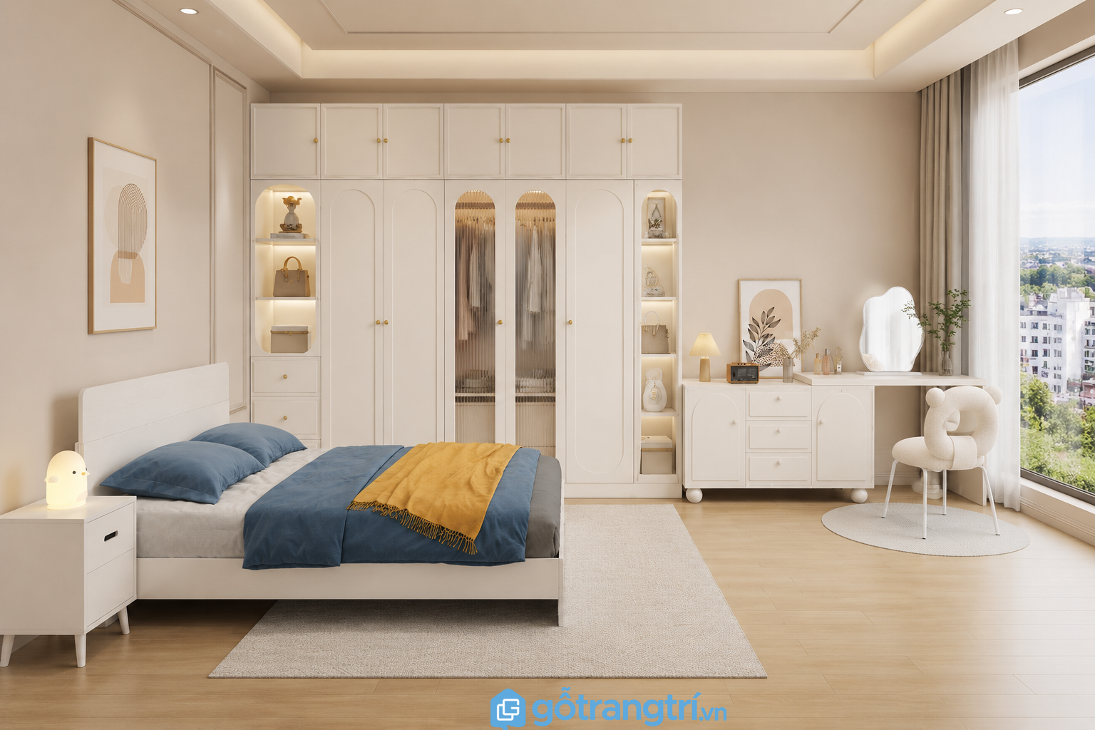 Bàn trang điểm MDF đẹp, thiết kế đơn giản GHS-42087