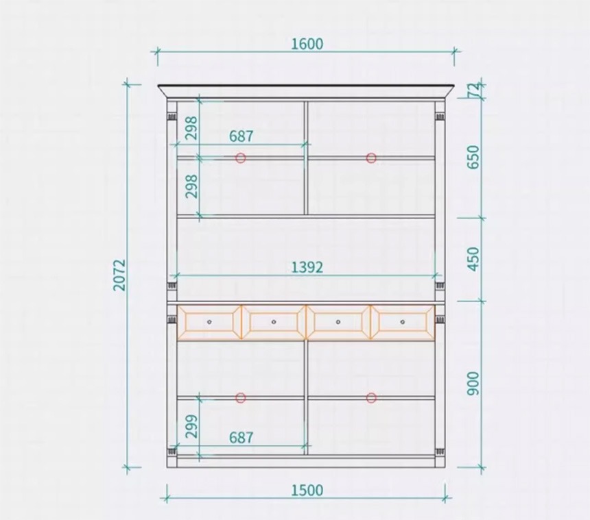 Kích thước chi tiết mẫu tủ bếp bằng gỗ đẹp GHS-52536