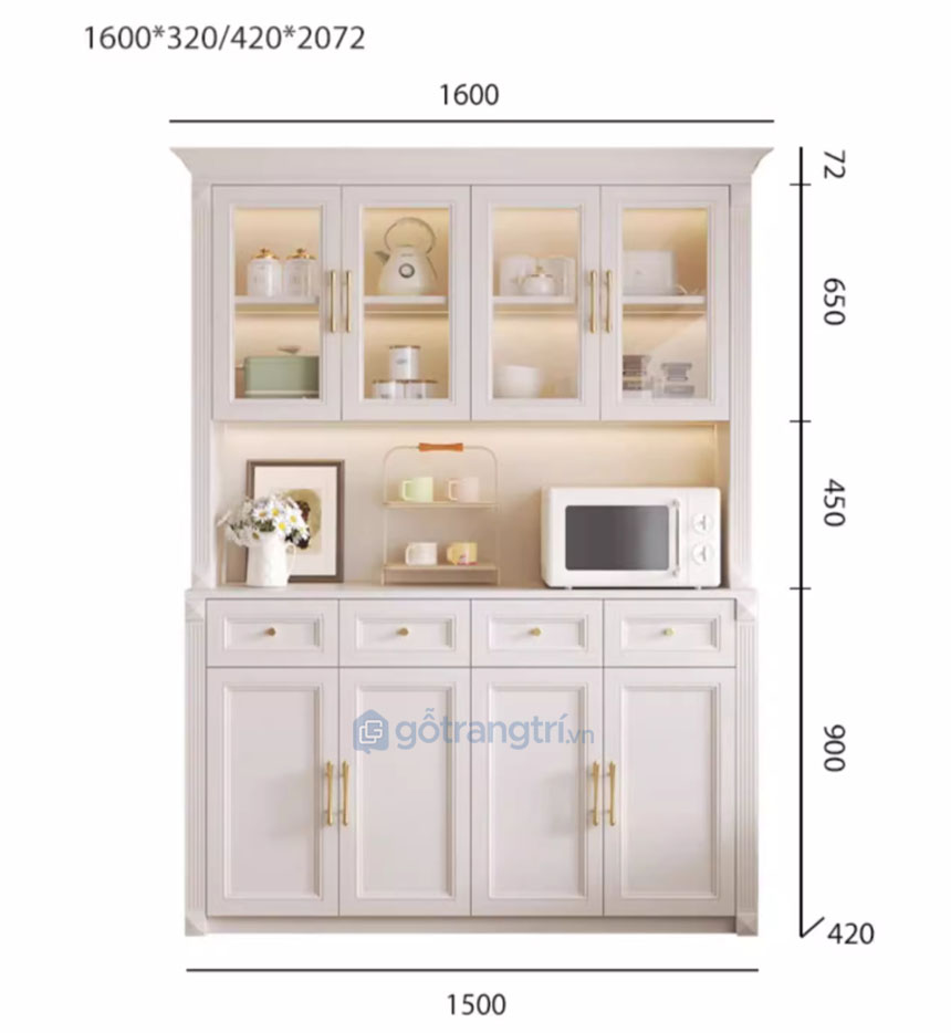 Mẫu tủ bếp bằng gỗ đẹp để đồ đa năng GHS-52536