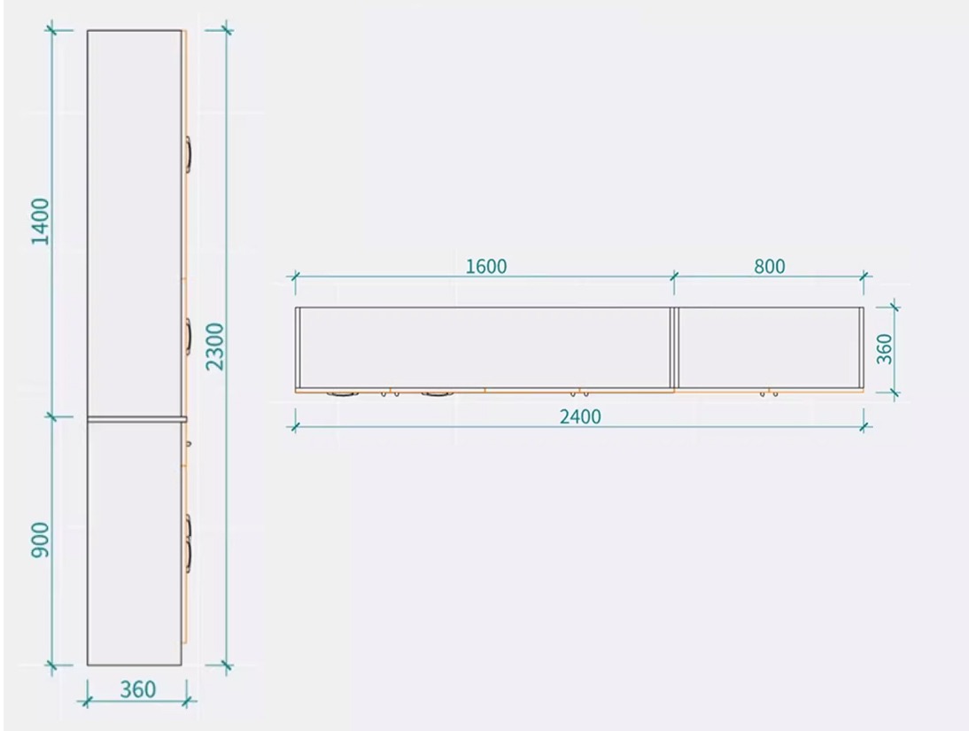 Kích thước cạnh bên và mặt trên mẫu tủ bếp đơn giản GHS-52537